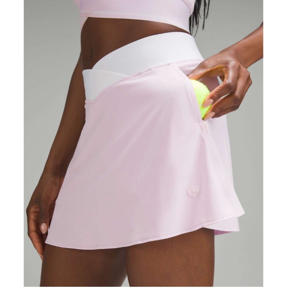 Lululemon V-Waist Mid-Rise Tennis Skirt Meadowsweet Pink / White Size 14